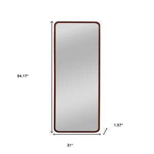 Homeroots 64" Brown Wood Framed Standing Mirror   475210