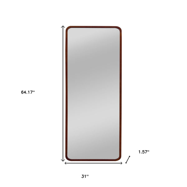 Homeroots 64" Brown Wood Framed Standing Mirror   475210