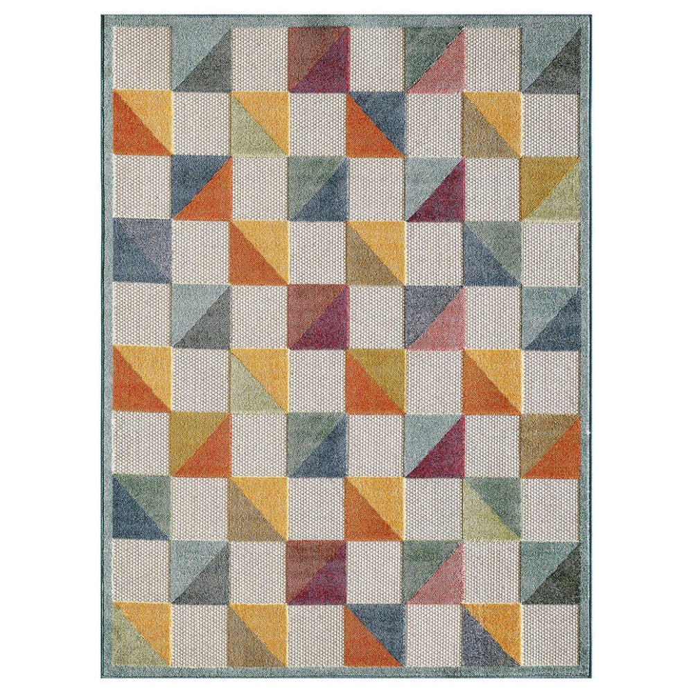 HomeRoots 5' Indoor Outdoor Area Rug – Vibrant Orange and Ivory Geometric Design for Modern Living Spaces 8' X 10' Rectangle 475211