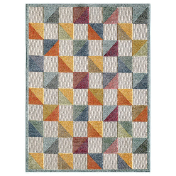 HomeRoots 5' Indoor Outdoor Area Rug – Vibrant Orange and Ivory Geometric Design for Modern Living Spaces 8' X 10' Rectangle 475211