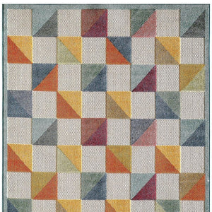 HomeRoots 5' Indoor Outdoor Area Rug – Vibrant Orange and Ivory Geometric Design for Modern Living Spaces 8' X 10' Rectangle 475211