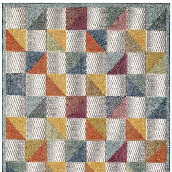 HomeRoots 5' Indoor Outdoor Area Rug – Vibrant Orange and Ivory Geometric Design for Modern Living Spaces 8' X 10' Rectangle 475211