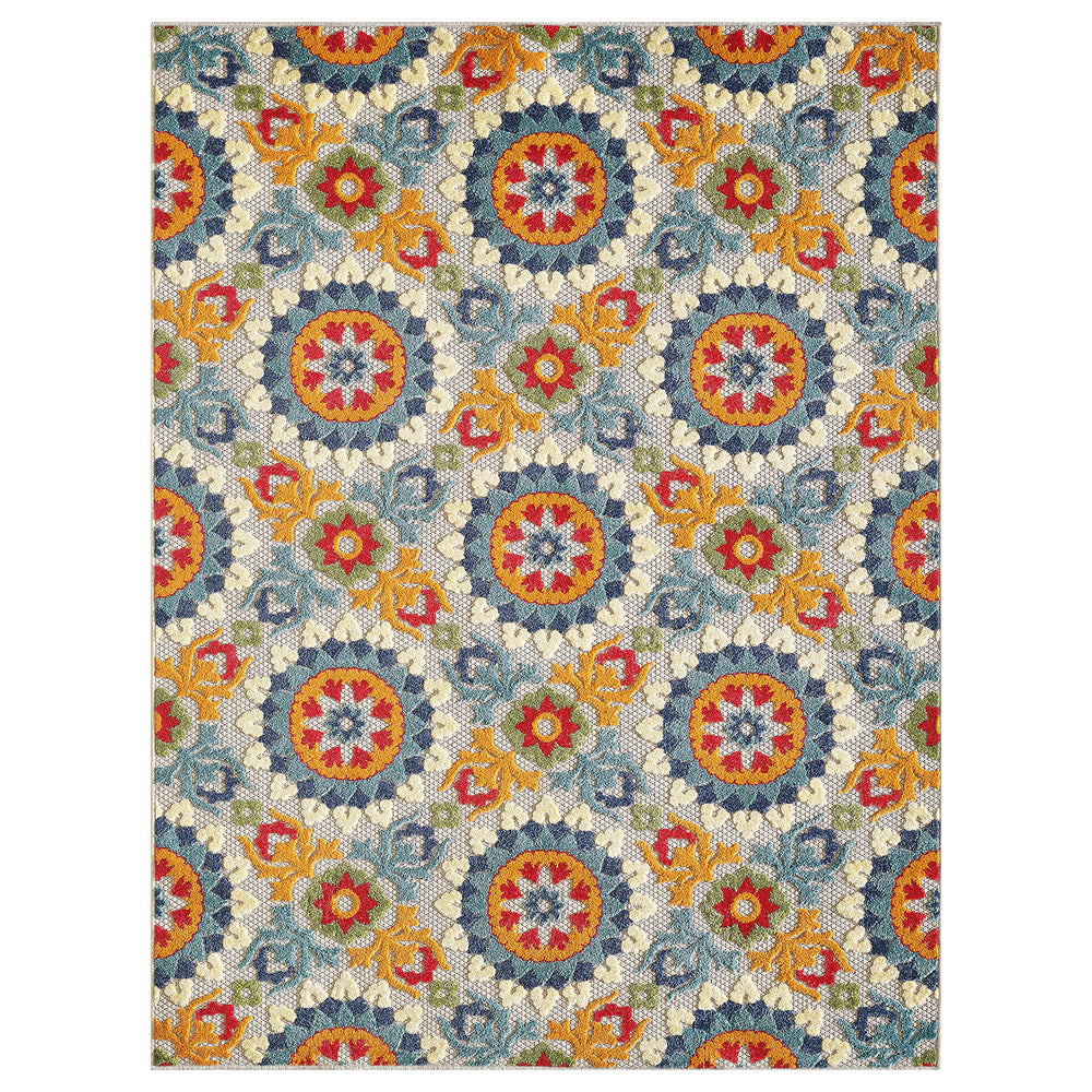 Homeroots 5' X 7' Orange And Ivory Moroccan Stain Resistant Indoor Outdoor Area Rug  Uv,Treated Polypropylene 475214