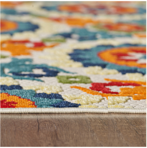 Homeroots 5' X 7' Orange And Ivory Moroccan Stain Resistant Indoor Outdoor Area Rug  Uv,Treated Polypropylene 475214