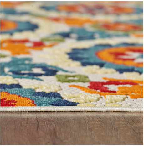 Homeroots 5' X 7' Orange And Ivory Moroccan Stain Resistant Indoor Outdoor Area Rug  Uv,Treated Polypropylene 475214