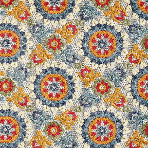HomeRoots 5' Bold Orange and Ivory Moroccan Area Rug - Stain Resistant, Indoor/Outdoor Durability for Homes 7' X 9' Rectangle 475215