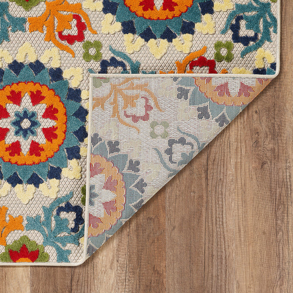 Homeroots 7' X 9' Orange And Ivory Moroccan Stain Resistant Indoor Outdoor Area Rug  Uv,Treated Polypropylene 475215