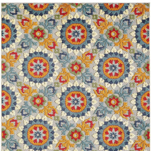 HomeRoots 8' X 10' Vibrant Orange and Ivory Indoor/Outdoor Area Rug – Durable, Stylish Quatrefoil Design for Any Space 475217