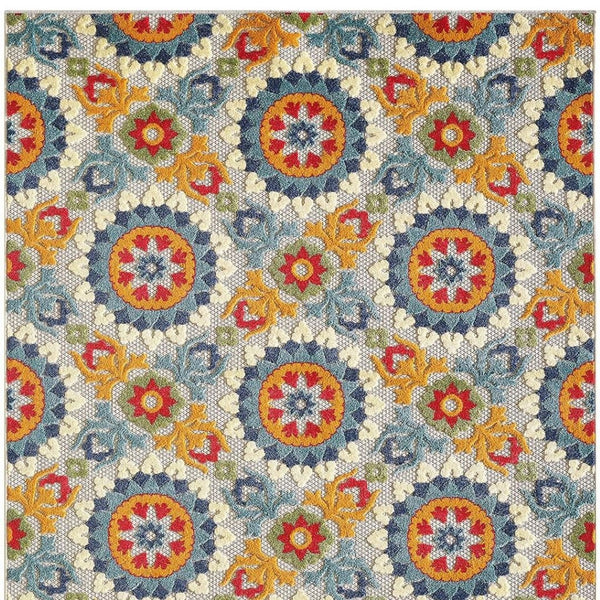 HomeRoots 8' X 10' Vibrant Orange and Ivory Indoor/Outdoor Area Rug – Durable, Stylish Quatrefoil Design for Any Space 475217