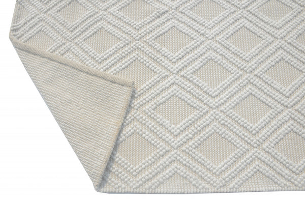 Homeroots 8' X 11' Ivory Geometric Handmade Area Rug  Polyester 475220