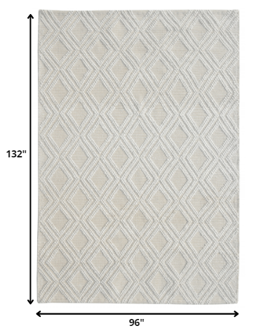 Homeroots 8' X 11' Ivory Geometric Handmade Area Rug  Polyester 475220