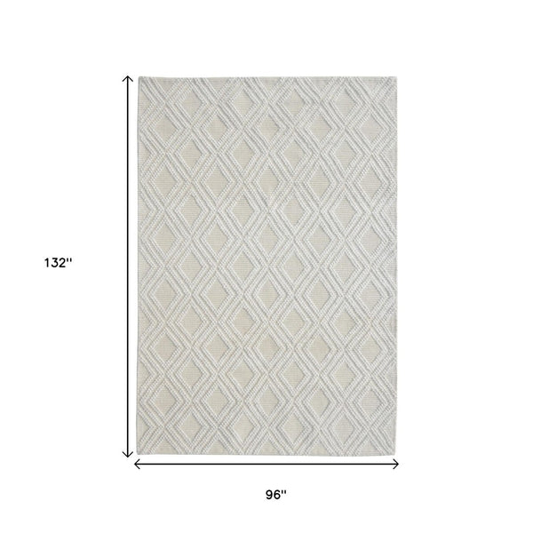HomeRoots 8' Handmade Ivory Geometric Area Rug - Modern Design for Living Rooms, Bedrooms, and More! 8' X 11' 475220