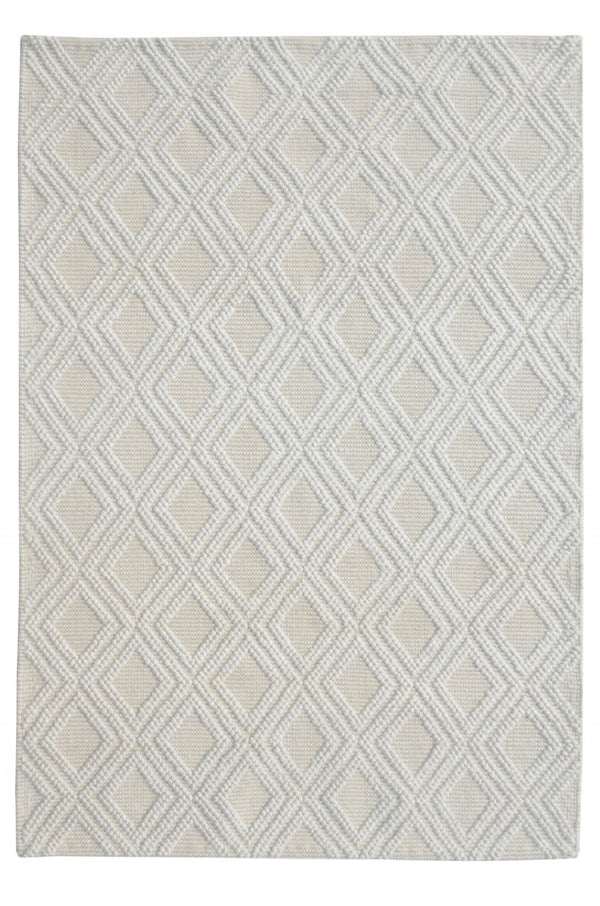 HomeRoots 5' Handmade Ivory Geometric Area Rug – Modern Style for Living Spaces, Durable & Versatile Design 9' X 13' 475221