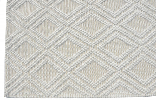 HomeRoots 5' Handmade Ivory Geometric Area Rug – Modern Style for Living Spaces, Durable & Versatile Design 9' X 13' 475221
