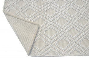 HomeRoots 5' Handmade Ivory Geometric Area Rug – Modern Style for Living Spaces, Durable & Versatile Design 9' X 13' 475221