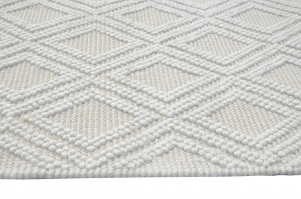 HomeRoots 5' Handmade Ivory Geometric Area Rug – Modern Style for Living Spaces, Durable & Versatile Design 9' X 13' 475221
