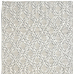 HomeRoots 5' Handmade Ivory Geometric Area Rug – Modern Style for Living Spaces, Durable & Versatile Design 9' X 13' 475221