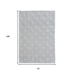HomeRoots 5' Gray Geometric Handmade Area Rug - Modern Design, Durable, Soft Touch for Living Rooms & More 6' X 9' 475223