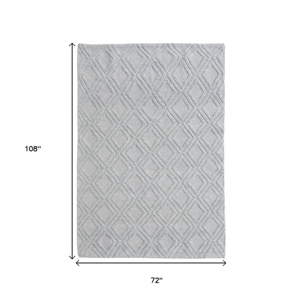 HomeRoots 5' Gray Geometric Handmade Area Rug - Modern Design, Durable, Soft Touch for Living Rooms & More 6' X 9' 475223