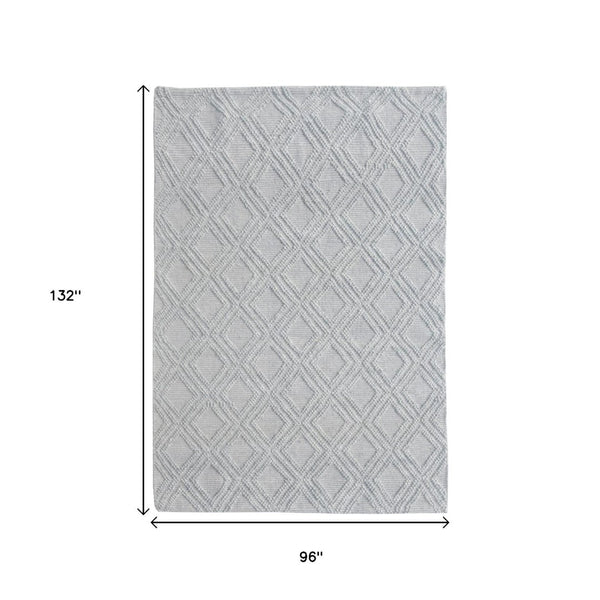 HomeRoots 5' Gray Geometric Handmade Area Rug - Modern Design, Durable, Soft Touch for Living Rooms & More 8' X 11' 475224