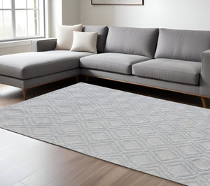 HomeRoots 9' Gray Diamond Lattice Area Rug – Modern Elegance with Plush Comfort, Stain-Resistant Durability 9' X 13' 475225