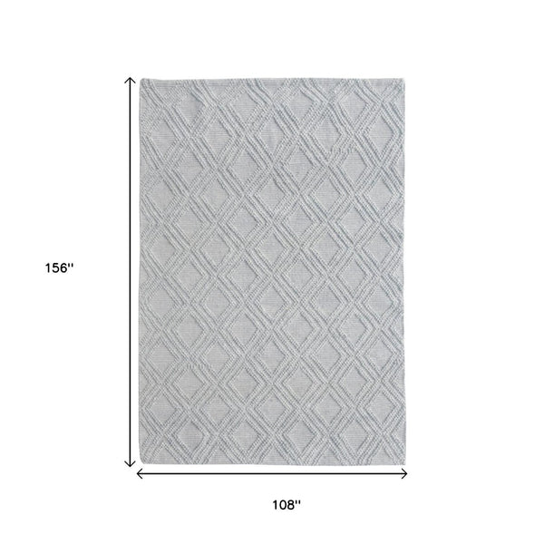 HomeRoots 9' Gray Diamond Lattice Area Rug – Modern Elegance with Plush Comfort, Stain-Resistant Durability 9' X 13' 475225