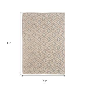 HomeRoots 5' Handmade Natural Geometric Area Rug - Contemporary Style for Living Rooms, Bedrooms & Dining Areas 5' X 7' 475226