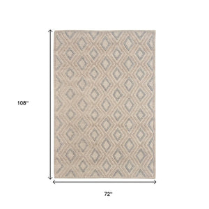 HomeRoots 5' Handmade Natural Geometric Area Rug - Contemporary Style for Living Rooms, Bedrooms & Dining Areas 6' X 9' 475227