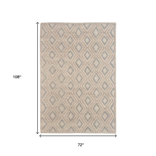 HomeRoots 5' Handmade Natural Geometric Area Rug - Contemporary Style for Living Rooms, Bedrooms & Dining Areas 6' X 9' 475227