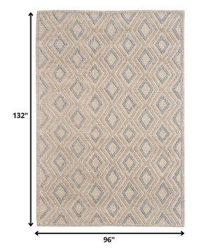 Homeroots 8' X 11' Natural Geometric Handmade Area Rug  Polyester 475228
