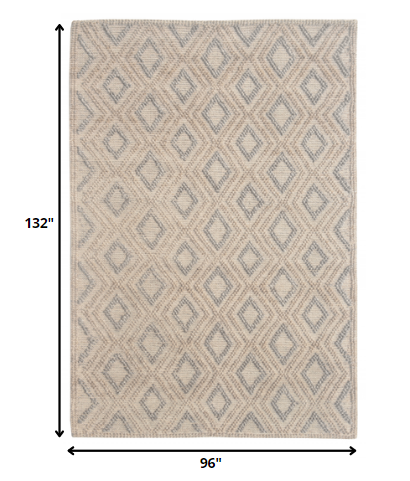 Homeroots 8' X 11' Natural Geometric Handmade Area Rug  Polyester 475228