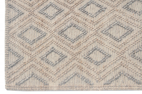 Homeroots 9' X 13' Tan Gray Diamond Lattice Modern Area Rug  Pet 475229