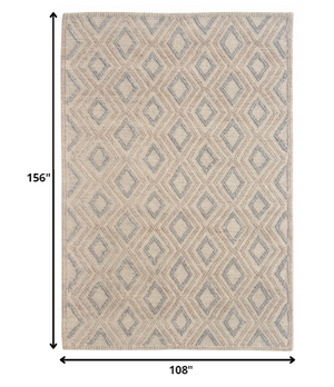 Homeroots 9' X 13' Tan Gray Diamond Lattice Modern Area Rug  Pet 475229