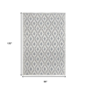 HomeRoots 5' Stylish Gray and Ivory Geometric Handmade Area Rug - Modern Comfort for Any Living Space! 8' X 11' 475232