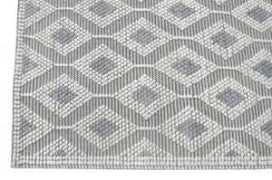 HomeRoots 9' Ivory Gray Diamond Trellis Area Rug - Modern Geometric Design for Stylish and Durable Living Spaces 9' X 13' 475233
