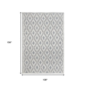 HomeRoots 9' Ivory Gray Diamond Trellis Area Rug - Modern Geometric Design for Stylish and Durable Living Spaces 9' X 13' 475233