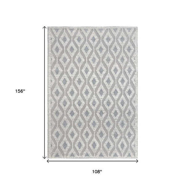 HomeRoots 9' Ivory Gray Diamond Trellis Area Rug - Modern Geometric Design for Stylish and Durable Living Spaces 9' X 13' 475233