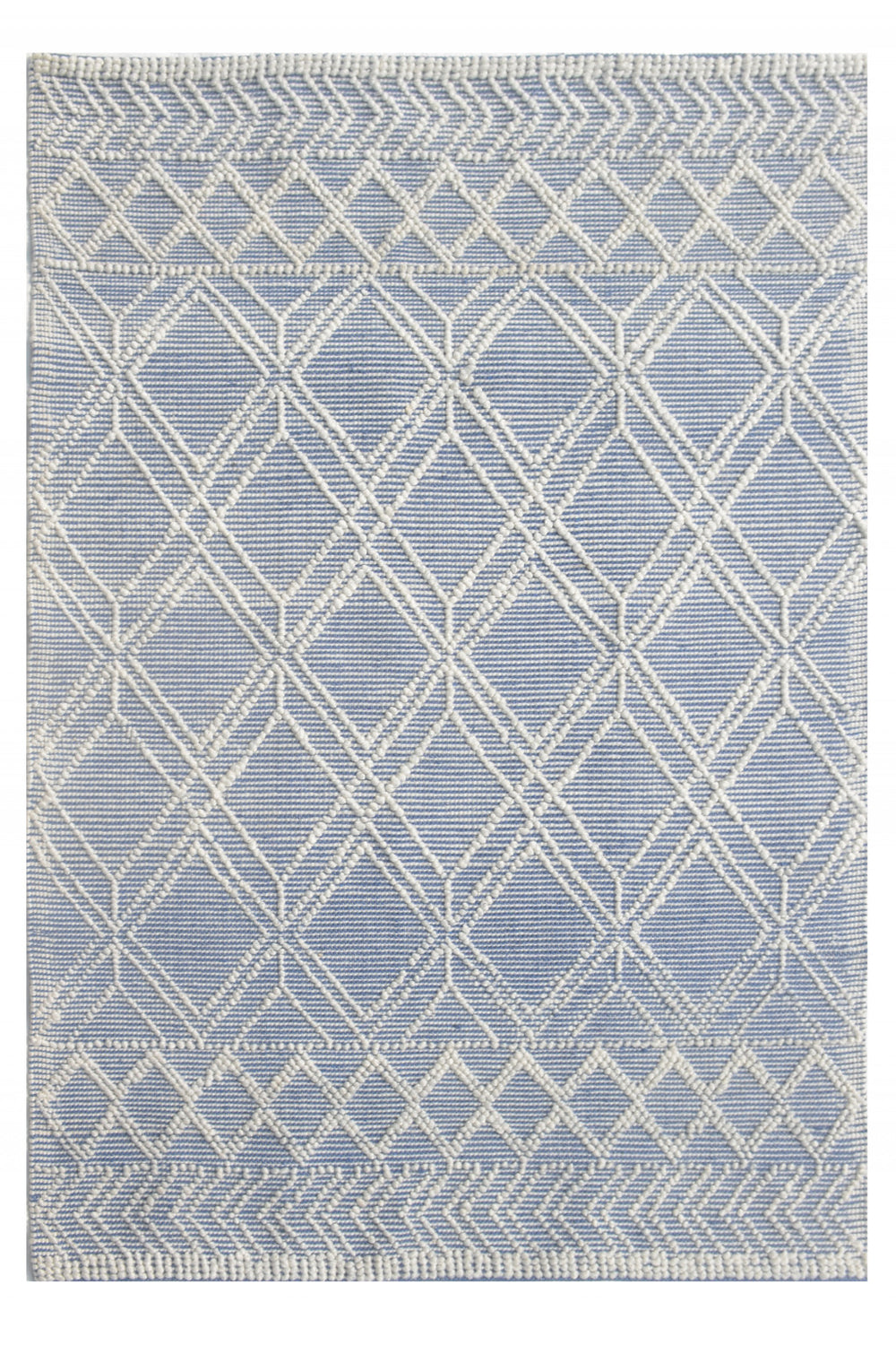Homeroots 6' X 9' Blue And Ivory Geometric Handmade Area Rug  Polyester 475235