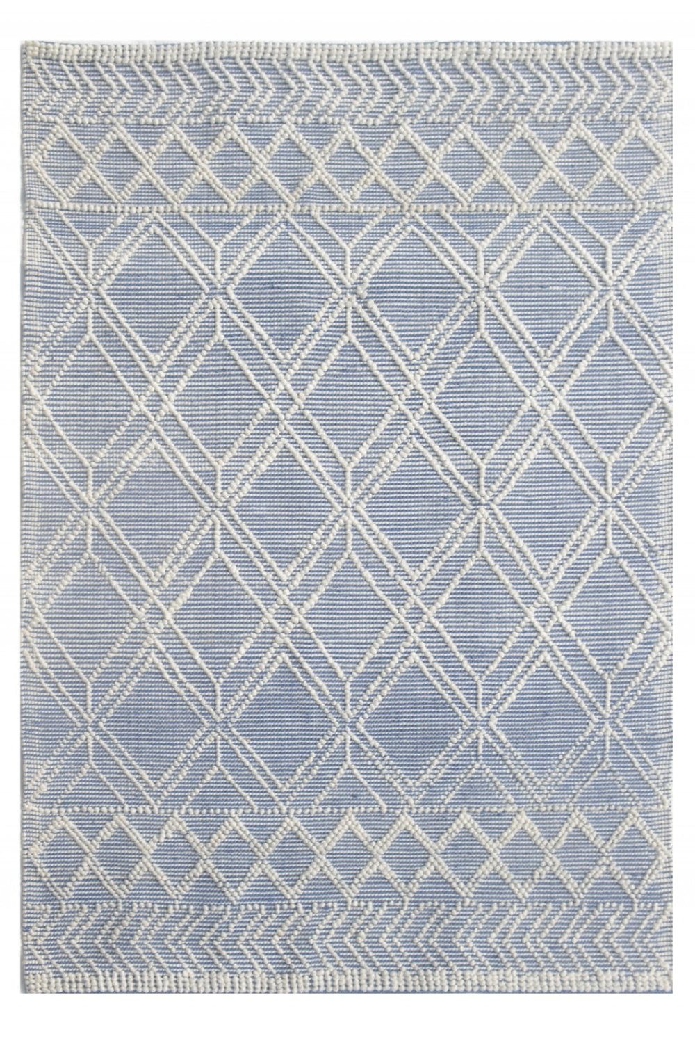 HomeRoots 9' Blue Ivory Tribal Geometric Area Rug - Plush, Durable, and Stain-Resistant for Modern Spaces 9' X 13' 475237