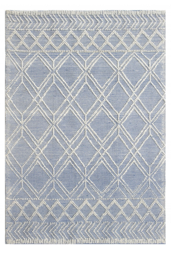 HomeRoots 9' Blue Ivory Tribal Geometric Area Rug - Plush, Durable, and Stain-Resistant for Modern Spaces 9' X 13' 475237