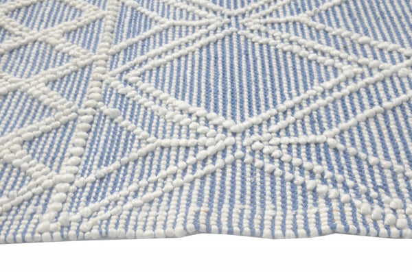 HomeRoots 9' Blue Ivory Tribal Geometric Area Rug - Plush, Durable, and Stain-Resistant for Modern Spaces 9' X 13' 475237