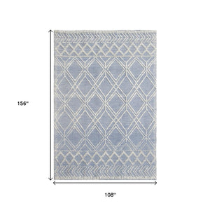 HomeRoots 9' Blue Ivory Tribal Geometric Area Rug - Plush, Durable, and Stain-Resistant for Modern Spaces 9' X 13' 475237