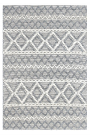 HomeRoots 5' Handmade Gray and Ivory Geometric Area Rug - Modern, Durable, and Stylish for Any Room 5' X 7' 475238