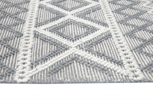HomeRoots 5' Handmade Gray and Ivory Geometric Area Rug - Modern, Durable, and Stylish for Any Room 5' X 7' 475238