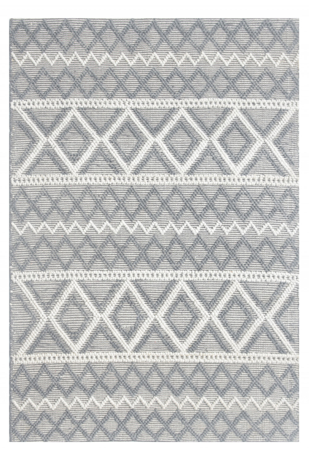 Homeroots 6' X 9' Gray And Ivory Geometric Handmade Area Rug  Polyester 475239