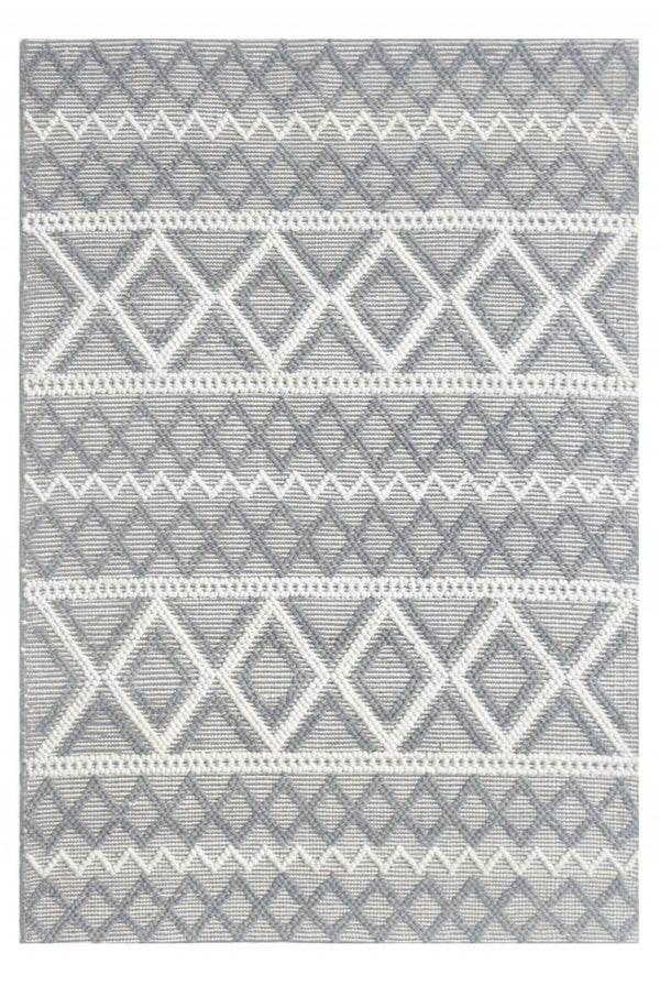 HomeRoots 5' Handmade Gray and Ivory Geometric Area Rug - Modern, Durable, and Stylish for Any Room 8' X 11' 475240