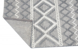 HomeRoots 5' Handmade Gray and Ivory Geometric Area Rug - Modern, Durable, and Stylish for Any Room 8' X 11' 475240