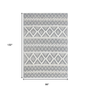 HomeRoots 5' Handmade Gray and Ivory Geometric Area Rug - Modern, Durable, and Stylish for Any Room 8' X 11' 475240