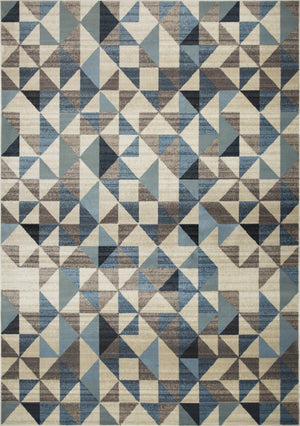 Homeroots 5' X 8' Blue Geometric Area Rug  Polypropylene 475244