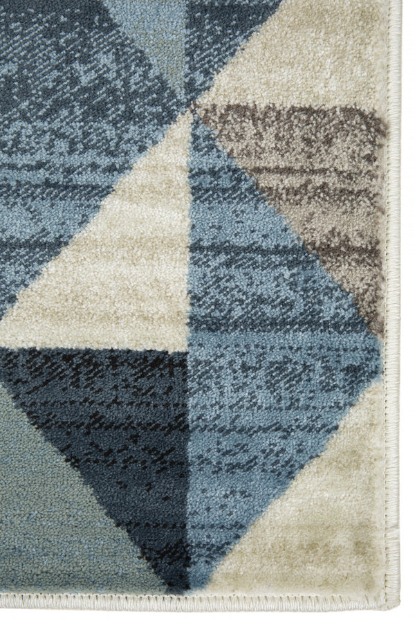 Homeroots 5' X 8' Blue Geometric Area Rug  Polypropylene 475244